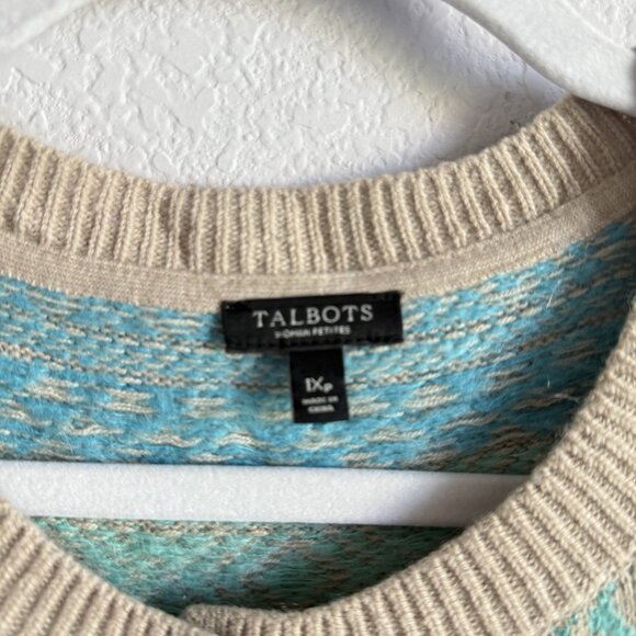Talbots Mohair Lambswool Rainbow Pastel Isle Cardigan Sweater Women’s Size 1XP - Picture 6 of 8